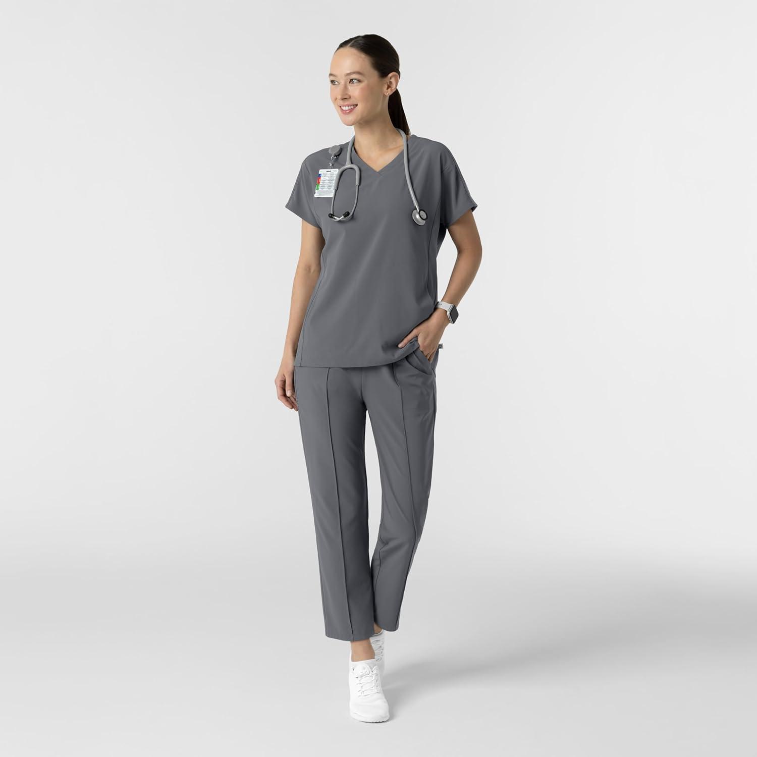 imageWink Womens Womens VNeck Tunic Scrub TopPewter