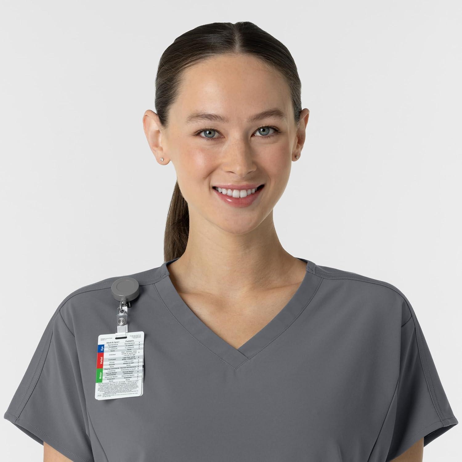 imageWink Womens Womens VNeck Tunic Scrub TopPewter