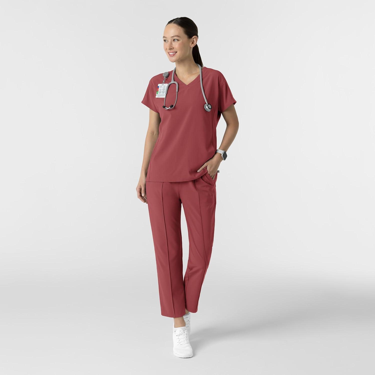 imageWink Womens Womens VNeck Tunic Scrub TopRuby