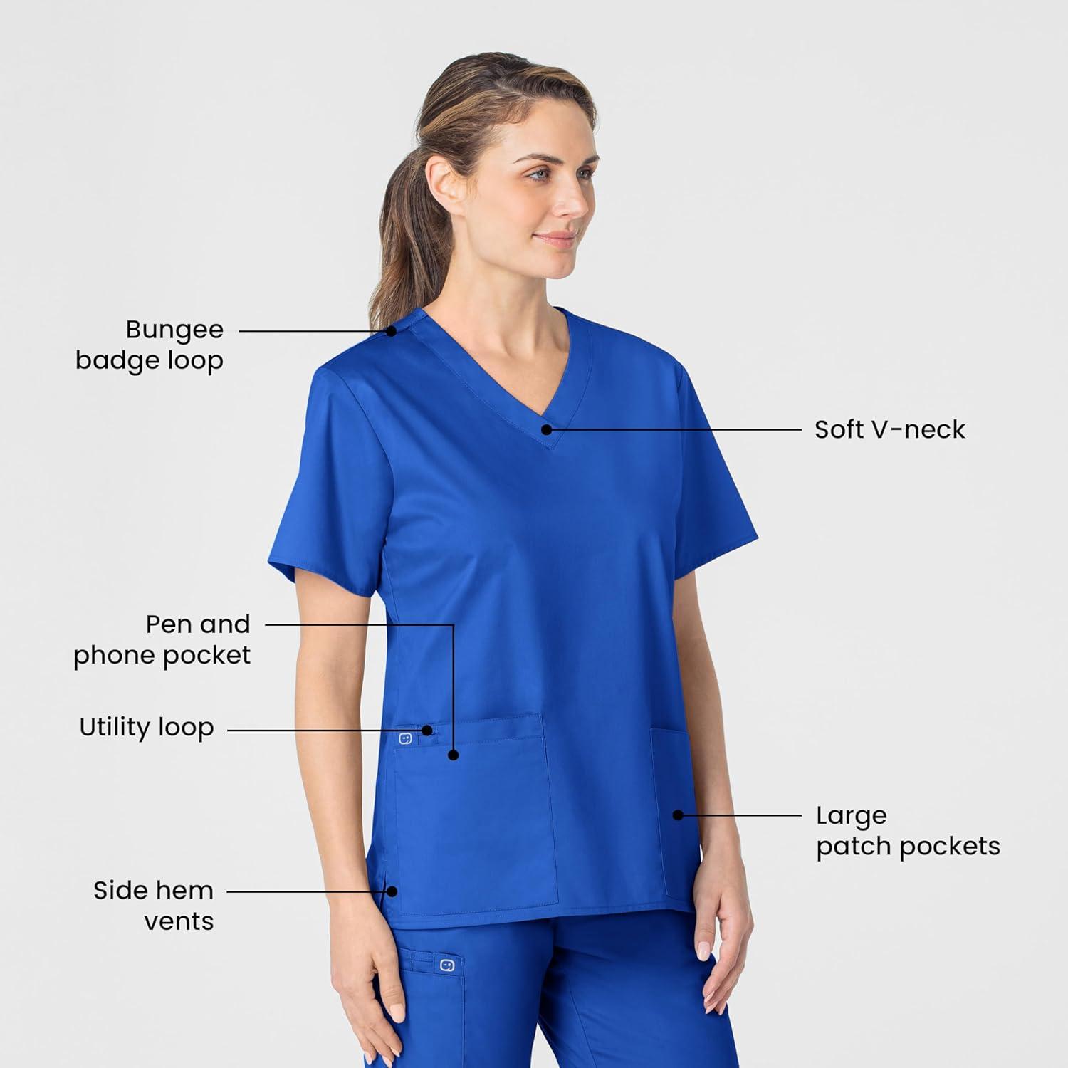 imageWink WonderWORK Scrubs for Women VNeck Scrub Top Royal M