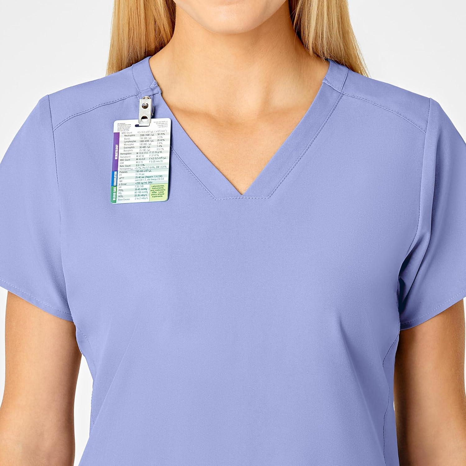 imageWonderWink W123 Womens Flex Back Stylized VNeck Scrub Top Ceil Blue XXS