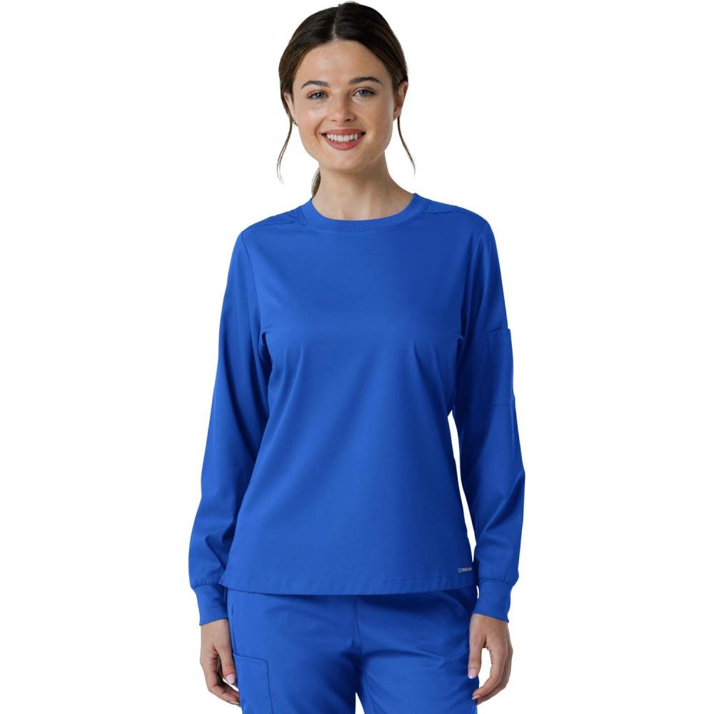 imageWink Boundless Scrubs for Women Classic Long Sleeve Scrub Tee Royal M