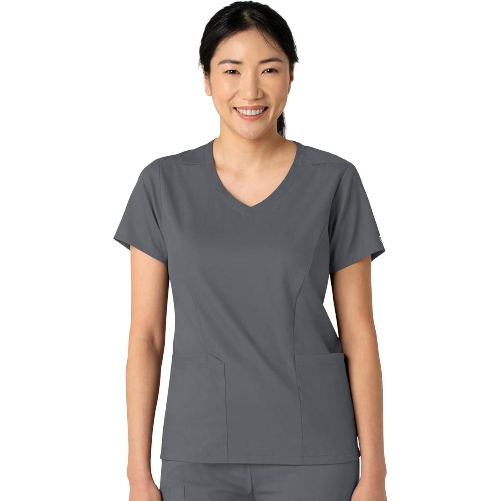 imageWink Boundless Womens 2Pocket VNeck Scrub Top Pewter L