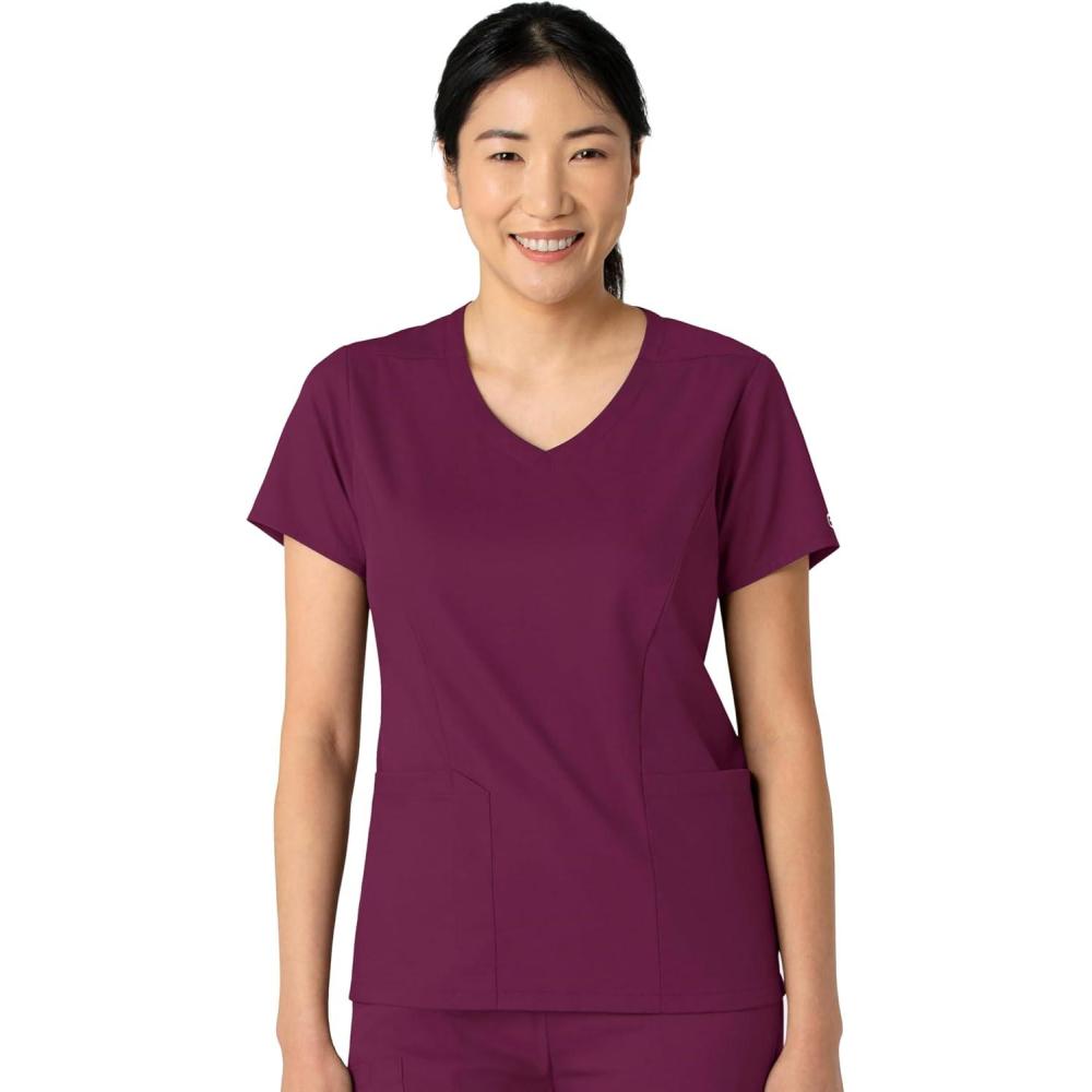 imageWink Boundless Womens 2Pocket VNeck Scrub Top Wine 3X