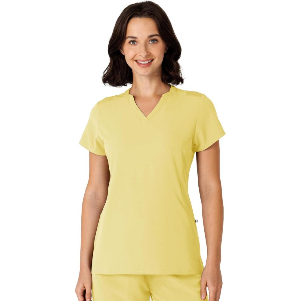 imageWink Nova Womens FlexnReach Shoulder Panel VNeck Scrub Top  Sunshine Yellow S