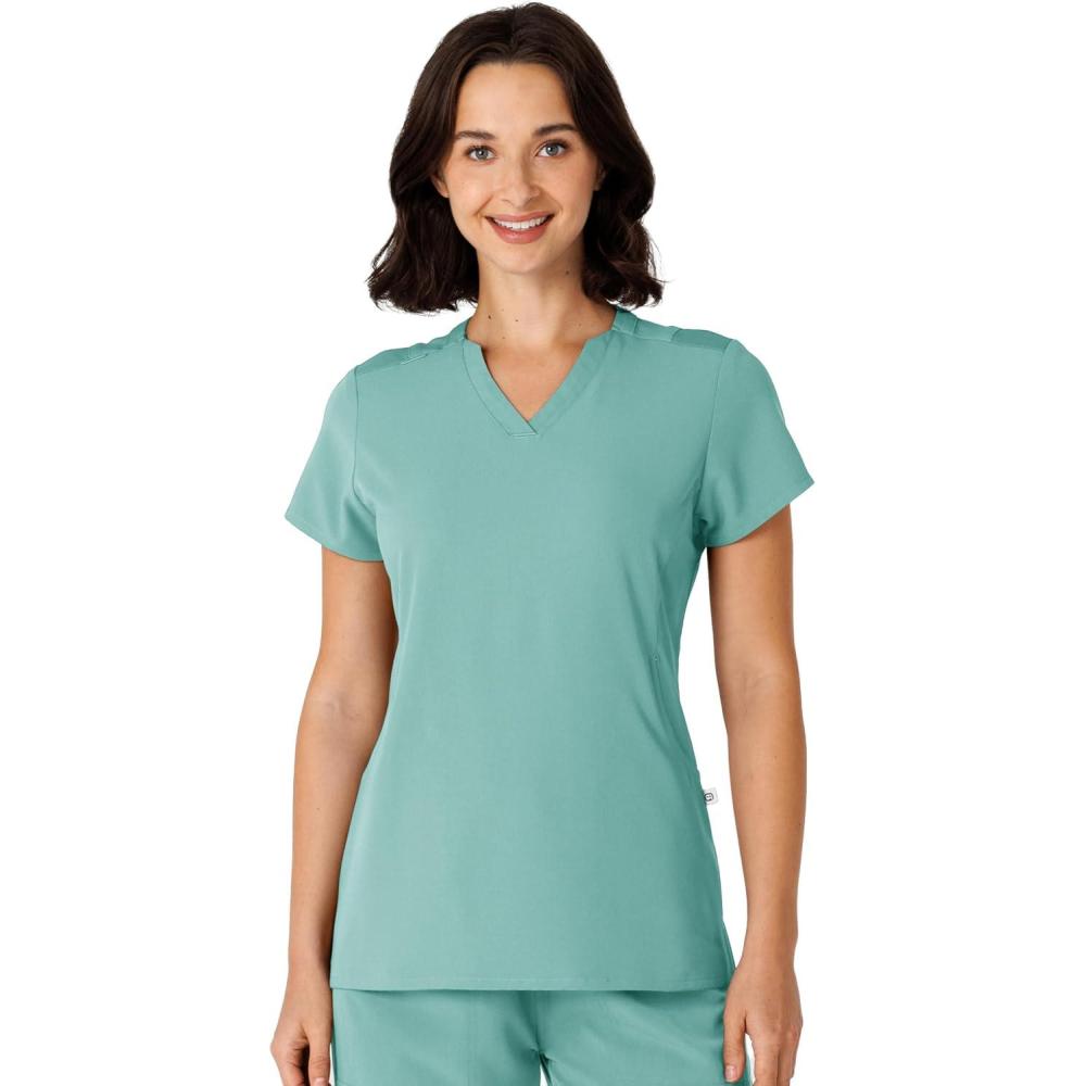 imageWink Nova Womens FlexnReach Shoulder Panel VNeck Scrub Top  Turquoise XL