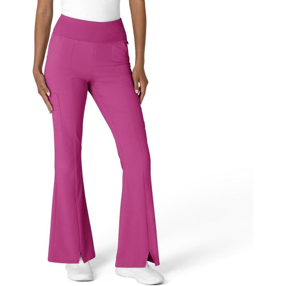 imageWink Womens Cargo Flare Scrub Pant Raspberry 1X Petite