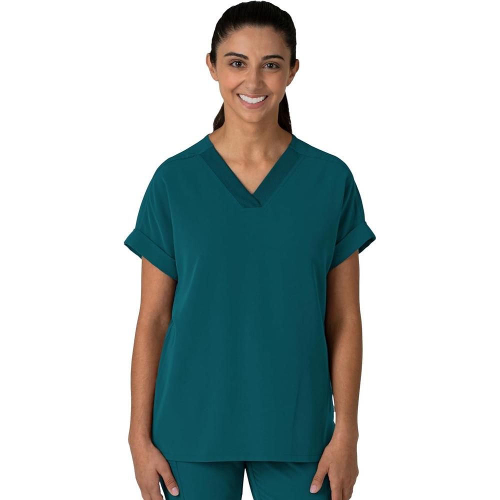 imageWink Womens Womens Drop Shoulder Boxy Scrub TopCaribbean
