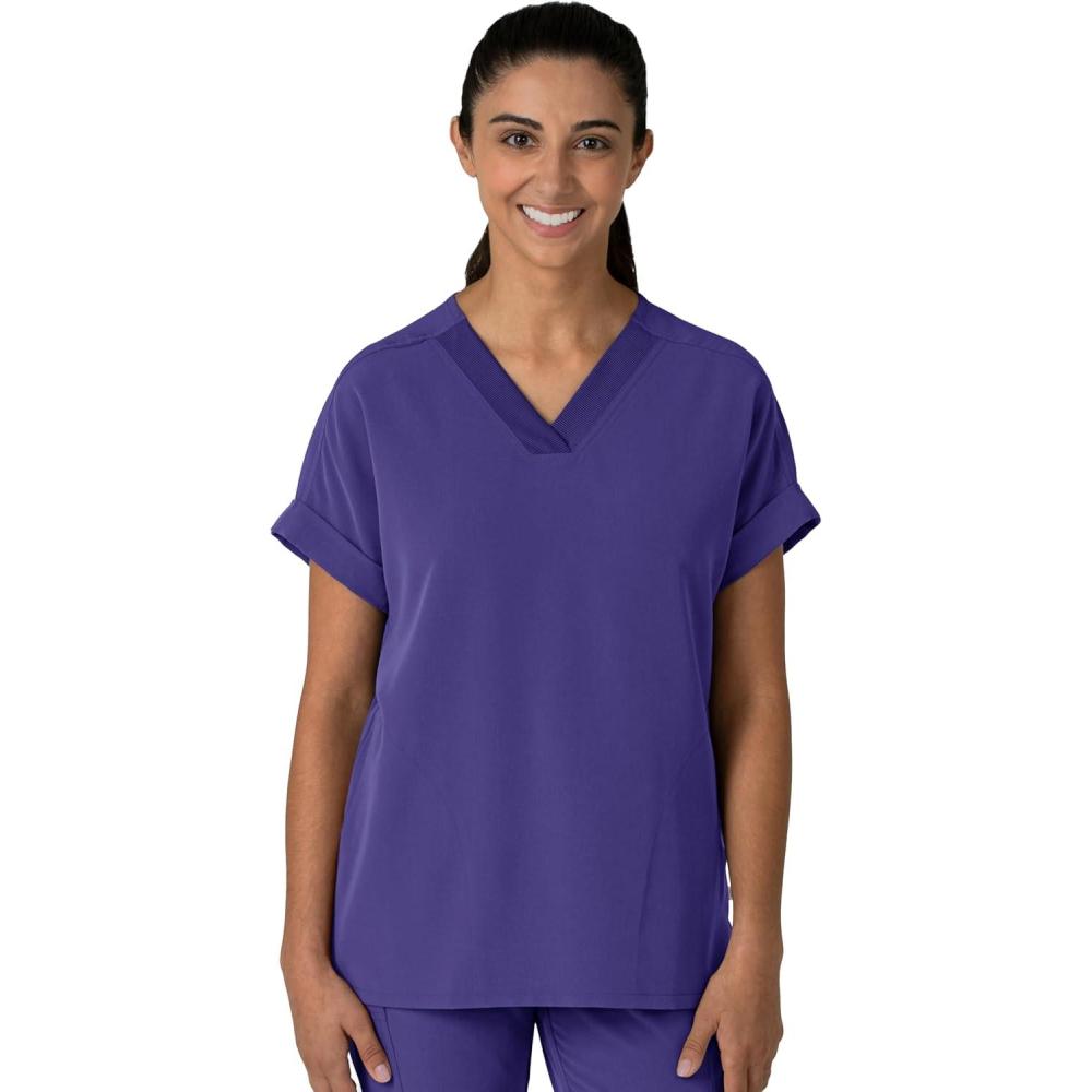 imageWink Womens Womens Drop Shoulder Boxy Scrub TopGrape