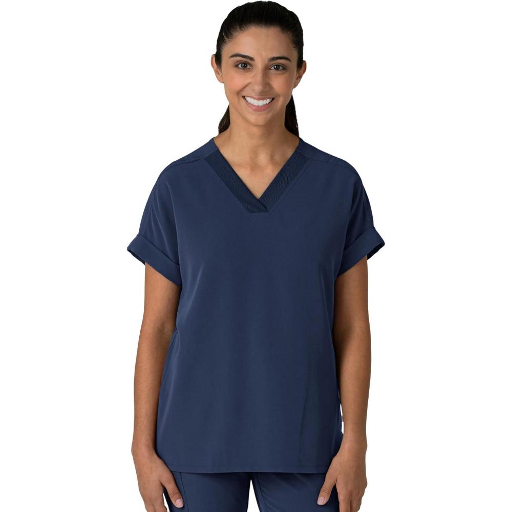 imageWink Womens Womens Drop Shoulder Boxy Scrub TopNavy