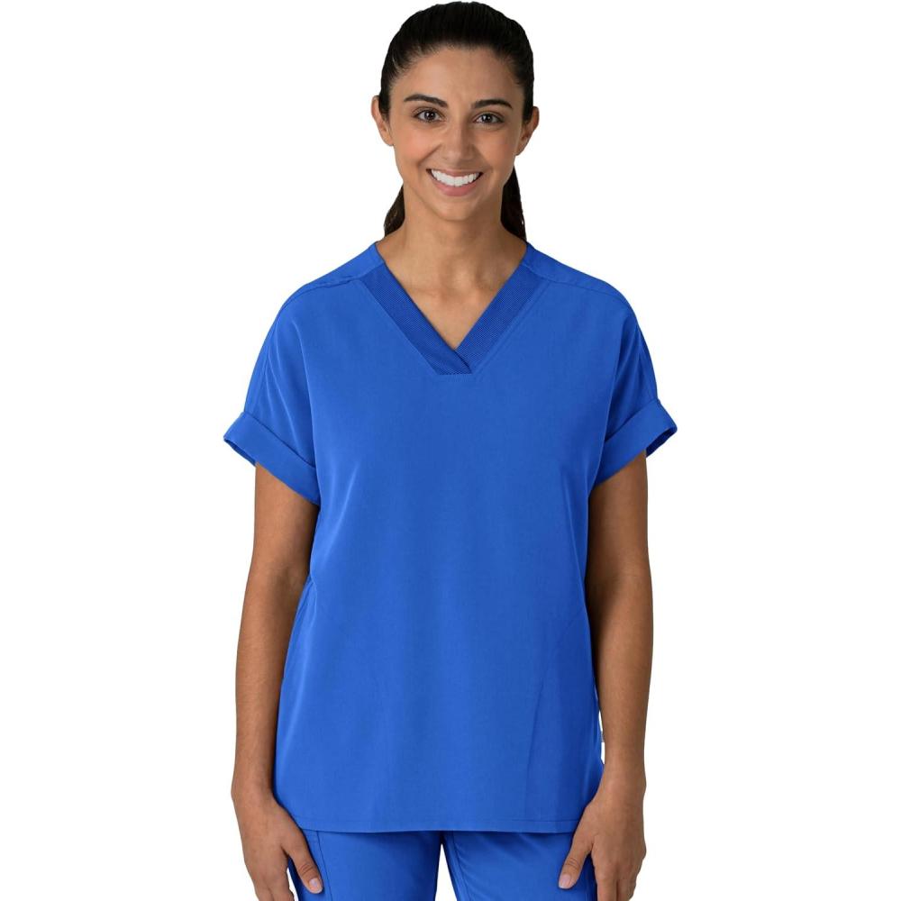 imageWink Womens Womens Drop Shoulder Boxy Scrub TopRoyal