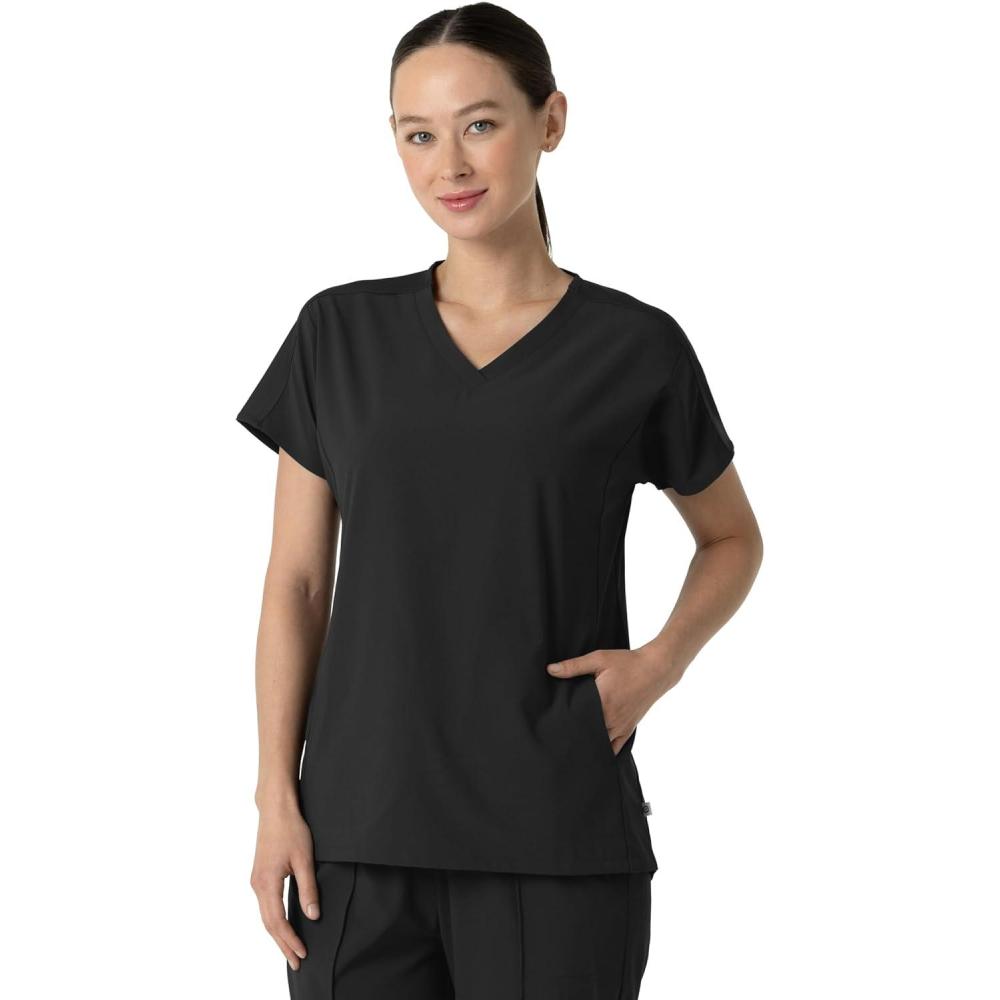 imageWink Womens Womens VNeck Tunic Scrub TopBlack
