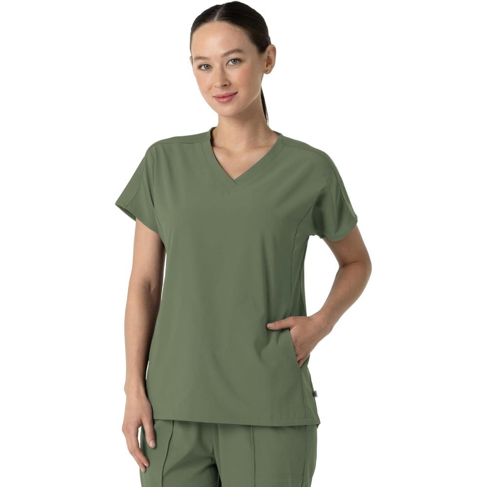 imageWink Womens Womens VNeck Tunic Scrub TopOlive