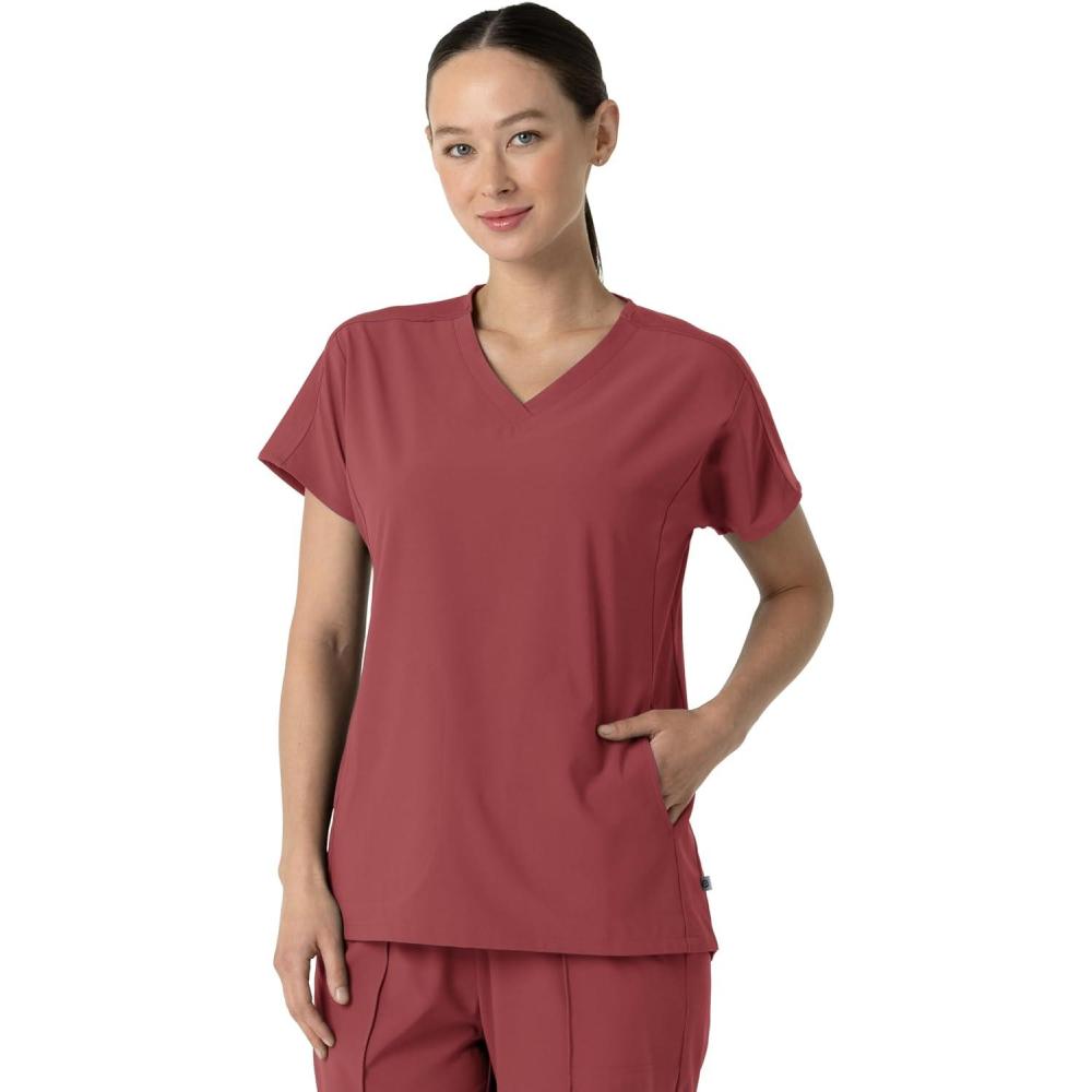 imageWink Womens Womens VNeck Tunic Scrub TopRuby