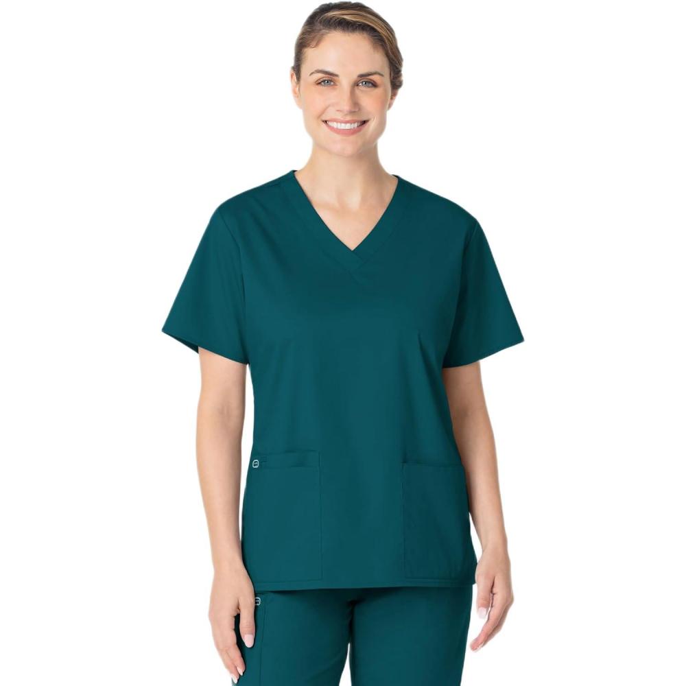 imageWonderWink Womens PlusSize Wonderwork VNeck Scrub Top Caribbean 3XLarge