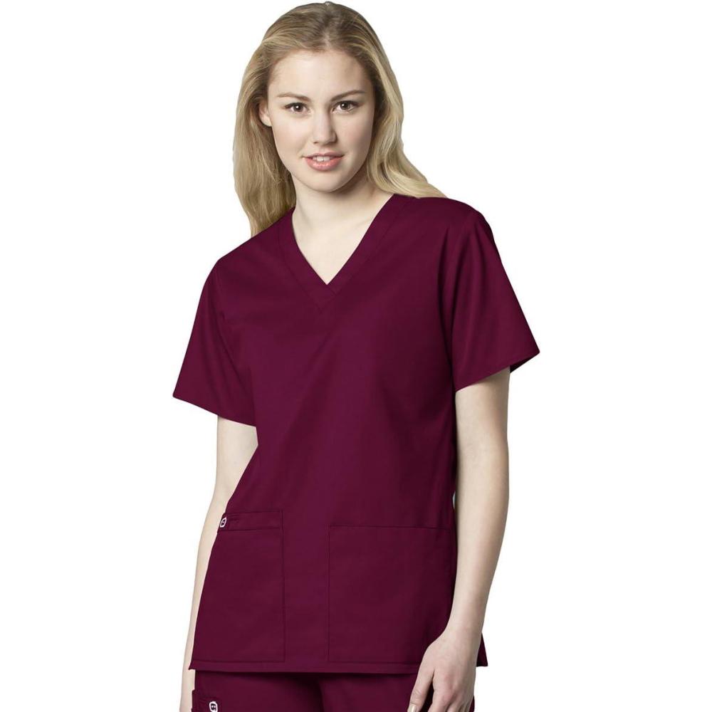 imageWonderWink Womens PlusSize Wonderwork VNeck Scrub Top Wine 3XLarge