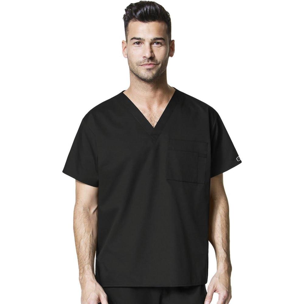 imageWonderWink Womens Unisex VNeck Top Medical Scrubs Shirt Black 4XLarge US