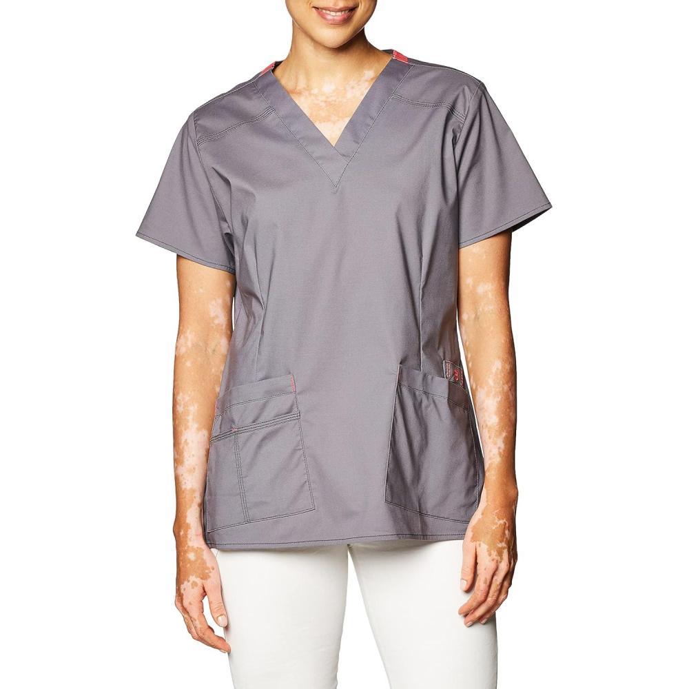imageWonderWink Womens Wonderflex Verity Scrub Top Pewter Medium