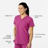 Wink W123 Women’s Flex-n-Reach V-Neck Scrub Top – Raspberry, XS