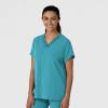 Wink Women’s Women’s Drop Shoulder Boxy Scrub Top(Teal Blue)