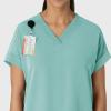 Wink Women’s Women’s Drop Shoulder Boxy Scrub Top(Turquoise)