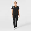 Wink Women’s Women’s Stylized V-Neck Scrub Top(Black)