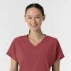 Wink Women’s Women’s V-Neck Tunic Scrub Top(Ruby)