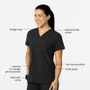 WonderWink Women’s Flex-n-Reach V-Neck Scrub Top – Black, L