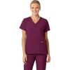 Wink Scrubs for Women, W123, Stylized V-Neck Tops with 5 Pockets Wine