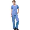 WonderWink WORK Women’s Scrub Short Sleeve Snap Front Jacekt Top and Pants + Badge Reel(Ceil Blue)