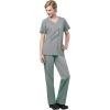 WonderWink WORK Women’s Scrub Short Sleeve Snap Front Jacekt Top and Pants + Badge Reel(Chocolate)