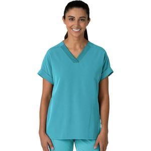Wink Women’s Women’s Drop Shoulder Boxy Scrub Top(Teal Blue)