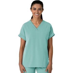 Wink Women’s Women’s Drop Shoulder Boxy Scrub Top(Turquoise)