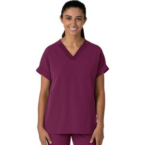 Wink Women’s Women’s Drop Shoulder Boxy Scrub Top(Wine)