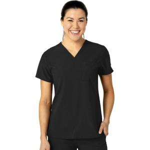 WonderWink Women’s Flex-n-Reach V-Neck Scrub Top – Black, L