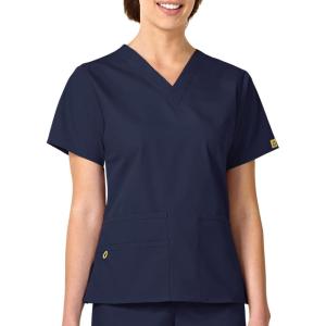 WonderWink womens Origins Bravo V-Neck Top, Navy, Small