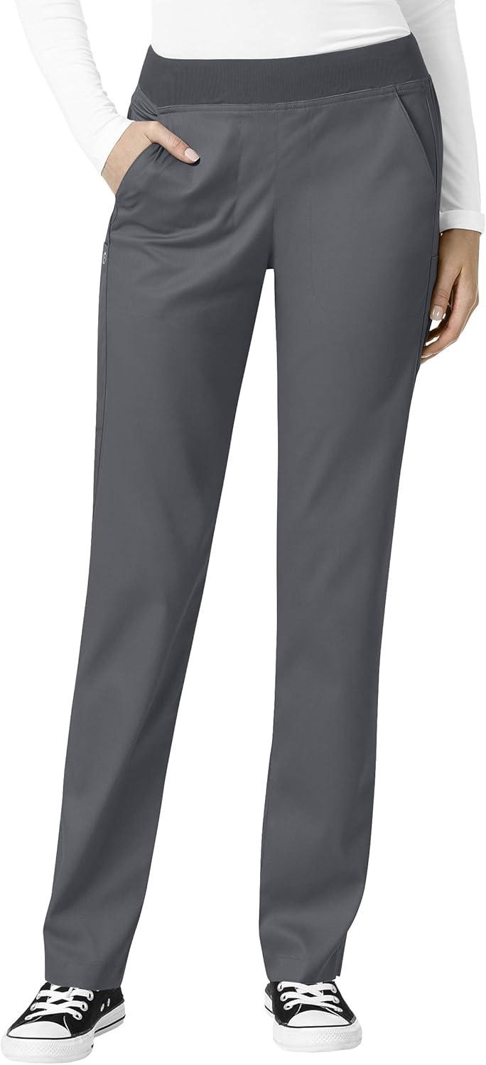 imageWonderWink PRO Womens 4 Pocket Wrap Top amp Knit Waist Cargo Pant Scrub Set Badge ReelPewter