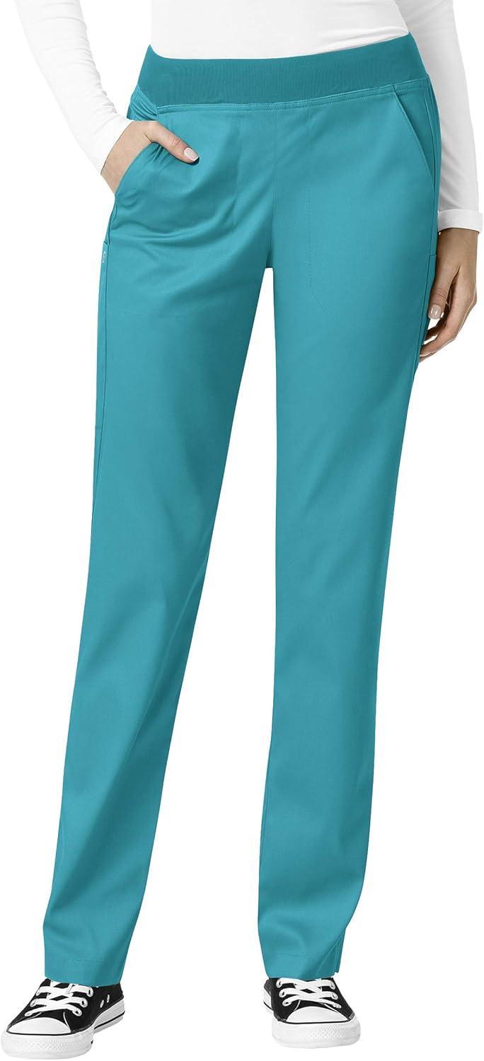 imageWonderWink PRO Womens 4 Pocket Wrap Top amp Knit Waist Cargo Pant Scrub Set Badge ReelTeal