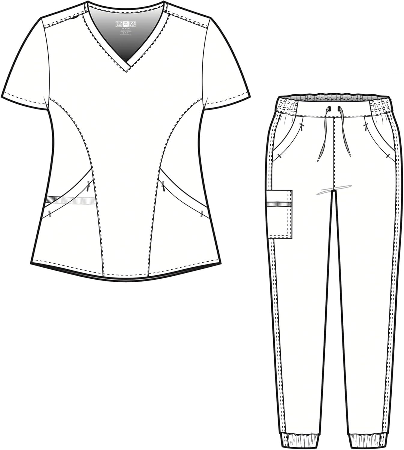 imageWonderWink RENEW Womens VNeck Top amp Womens Jogger Pant Scrub Set Badge ReelRoyal