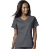 WonderWink PRO Women’s 4 Pocket Wrap Top & Knit Waist Cargo Pant Scrub Set + Badge Reel(Pewter)