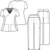 WonderWink PRO Women’s 4 Pocket Wrap Top & Knit Waist Cargo Pant Scrub Set + Badge Reel(Teal)