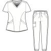 WonderWink RENEW Women’s V-Neck Top & Women’s Jogger Pant Scrub Set + Badge Reel(Royal)