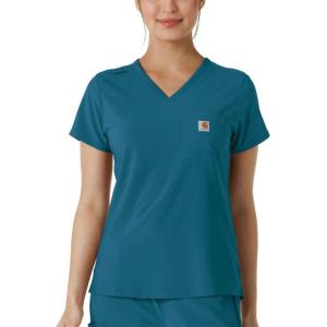 Carhartt Scrubs C13410 Women’s Cross-Flex Modern Fit Tuck-in Top 3X Caribbean Blue