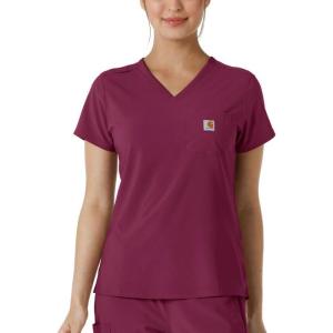Carhartt Scrubs C13410 Women’s Cross-Flex Modern Fit Tuck-in Top Large Wine