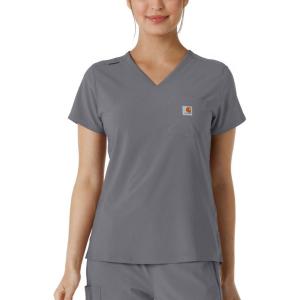 Carhartt Scrubs C13410 Women’s Cross-Flex Modern Fit Tuck-in Top X-Small Pewter