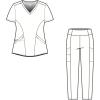 WonderWink RENEW Women’s V-Neck Top & Women’s High Waist Power Pant Scrub Set + Badge Reel(Ceil Blue)