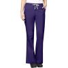 WonderWink WORK Women’s Scrubs Mock Wrap V-Neck Top & Flare Leg Drawstring Pant Scrub Set [XXS – 5XL](Grape)