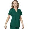 WonderWink WORK Women’s Scrubs Mock Wrap V-Neck Top & Flare Leg Drawstring Pant Scrub Set [XXS – 5XL](Hunter)