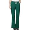 WonderWink WORK Women’s Scrubs Mock Wrap V-Neck Top & Flare Leg Drawstring Pant Scrub Set [XXS – 5XL](Hunter)