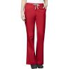 WonderWink WORK Women’s Scrubs Mock Wrap V-Neck Top & Flare Leg Drawstring Pant Scrub Set [XXS – 5XL](Red)